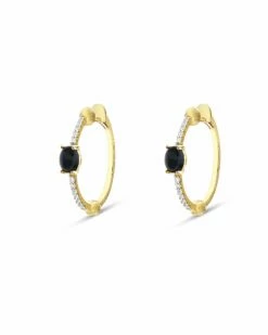 "Mystery Black" Gold, Black Onyx And Diamonds Hoop Earrings -Nanis Sales OS37 597 ST R