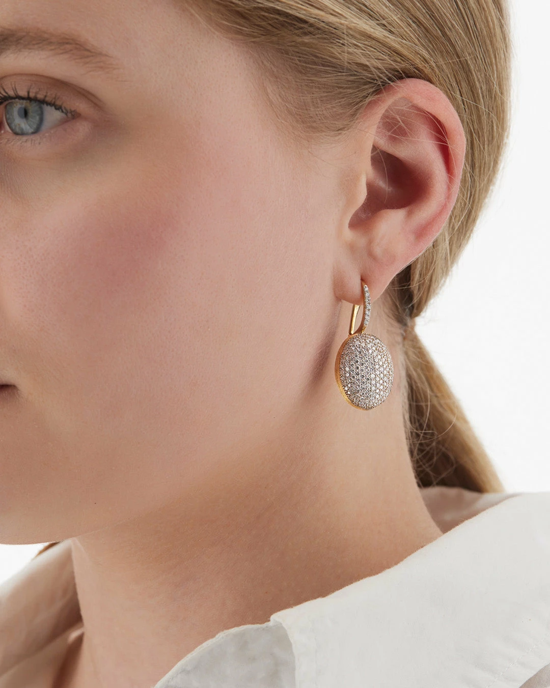 "ciliegine" Gold And Diamonds Ball Drop Earrings (large) 4 "ciliegine" Gold And Diamonds Ball Drop Earrings (large) - Image 2