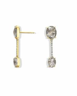 "Ipanema" Grey Rutilated Quartz, Diamonds And 18kt Gold Bars Earrings -Nanis Sales OS4 596 2
