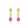 "Tourmalines" Gold, Diamonds And Pink Tourmaline Ball Drop Earrings (short) -Nanis Sales OS4 598 ST F1