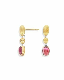"Tourmalines" Gold, Diamonds And Pink Tourmaline Ball Drop Earrings (short) -Nanis Sales OS4 598 ST L