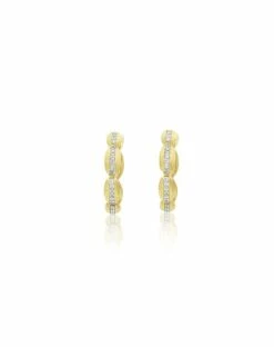 "diva" Gold And Diamonds Hoop Earrings (medium) -Nanis Sales OS4 608 F