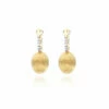 "Baby Ciliegine" Gold Ball Drop Earrings With Diamonds Details
