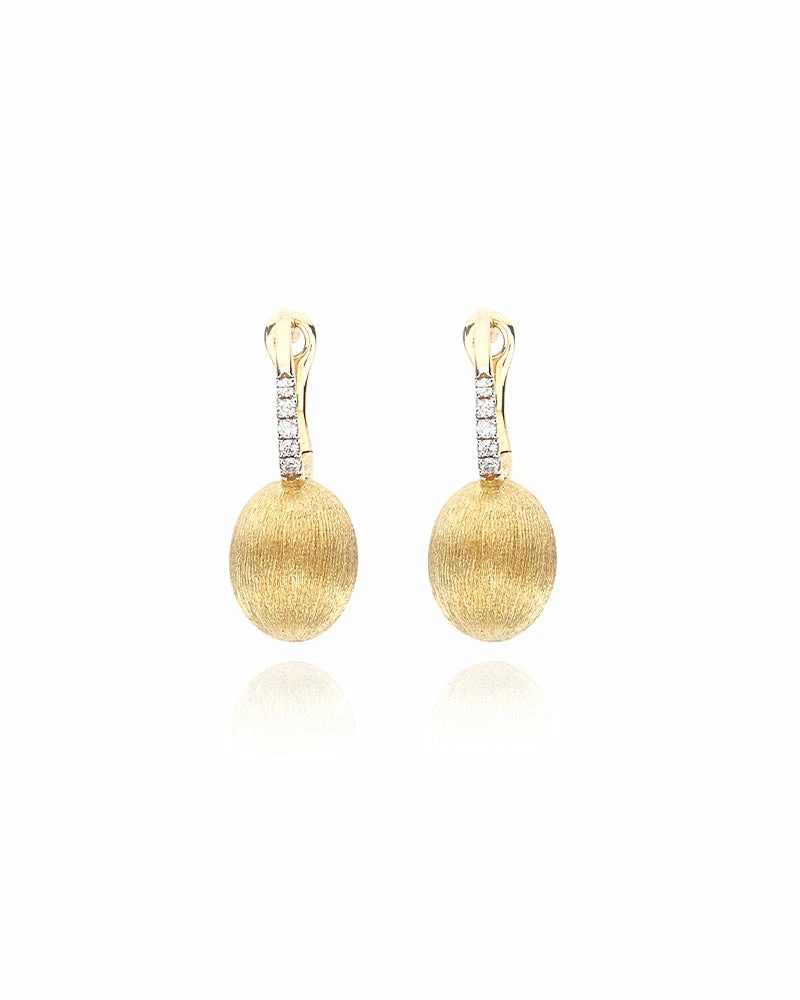 "Baby Ciliegine" Gold Ball Drop Earrings With Diamonds Details 3 "Baby Ciliegine" Gold Ball Drop Earrings With Diamonds Details