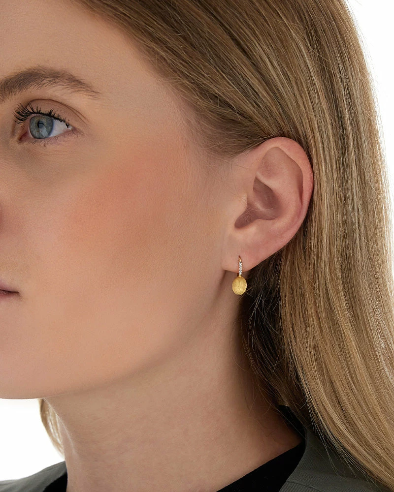 "Baby Ciliegine" Gold Ball Drop Earrings With Diamonds Details 4 "Baby Ciliegine" Gold Ball Drop Earrings With Diamonds Details - Image 2