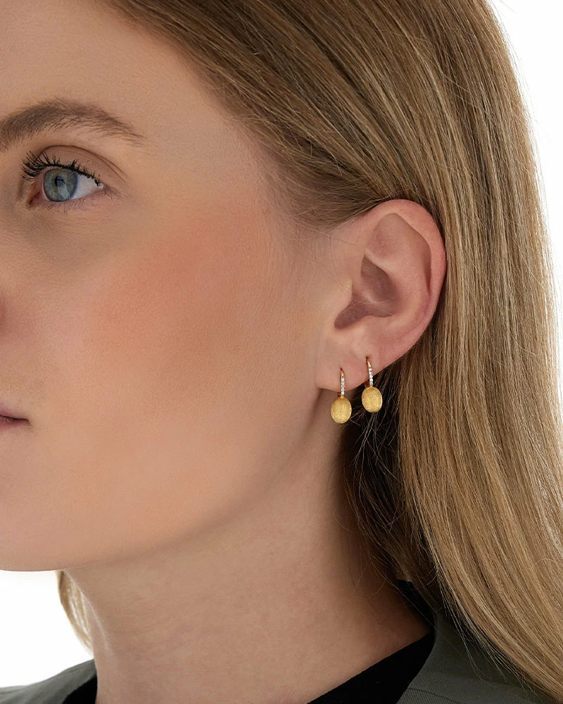 "Baby Ciliegine" Gold Ball Drop Earrings With Diamonds Details 6 "Baby Ciliegine" Gold Ball Drop Earrings With Diamonds Details - Image 4
