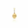 "Baby Ciliegina" Gold Ball Drop Earrings With Diamonds Details