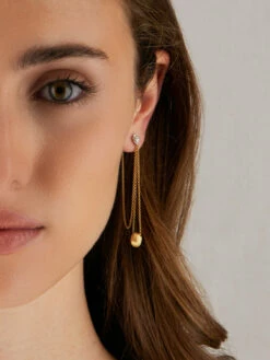 "Luce" Gold And Diamonds Long Earrings -Nanis Sales OS5 583 2