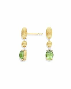 "Tourmalines" Gold, Diamonds And Green Tourmaline Ball Drop Earrings (short) -Nanis Sales OS5 598 ST L