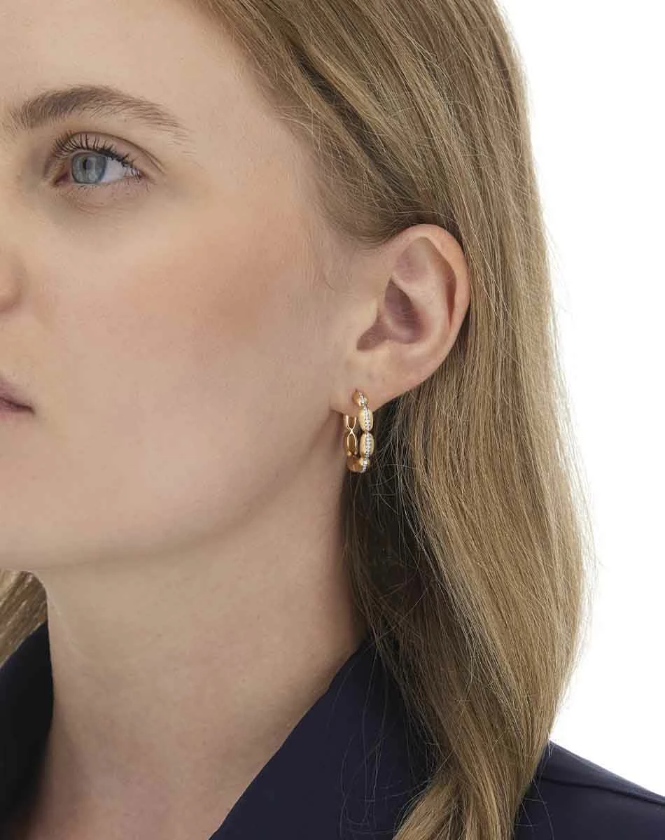 "Diva" Gold And Diamonds Hoop Earrings (large) 4 "Diva" Gold And Diamonds Hoop Earrings (large) - Image 2