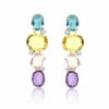 "ipanema" Gold, Amethyst, Blue Topaz, Quartz And Diamonds Earrings