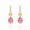"Tourmalines" Gold, Diamonds And Pink Tourmaline Ball Drop Earrings (large) -Nanis Sales OS6 598 ST F1