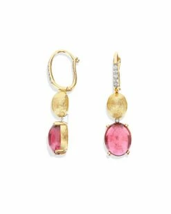 "Tourmalines" Gold, Diamonds And Pink Tourmaline Ball Drop Earrings (large) -Nanis Sales OS6 598 ST L