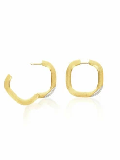 "Libera" Big Squared Gold Earrings -Nanis Sales OS6 602 ST F3