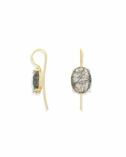 "Ipanema" Grey Rutilated Quartz, Diamonds And 18kt Gold Big Drop Earrings -Nanis Sales OS7 576 G ST F2