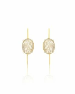 "Ipanema" Yellow Rutilated Quartz, Diamonds And 18kt Gold Big Drop Earrings