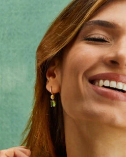 "Tourmalines" Gold, Diamonds And Green Tourmaline Ball Drop Earrings (large) -Nanis Sales OS7 5982