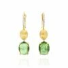 "Tourmalines" Gold, Diamonds And Green Tourmaline Ball Drop Earrings (large)
