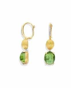 "Tourmalines" Gold, Diamonds And Green Tourmaline Ball Drop Earrings (large) -Nanis Sales OS7 598 ST L