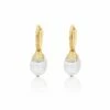 "White Desert" Ciliegine Gold And White Moonstone Ball Drop Earrings With Diamonds Details (SMALL) -Nanis Sales OS7 603 2