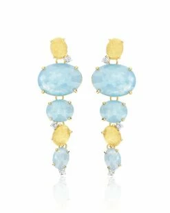"ipanema" Gold And Aquamarine Drop Earrings