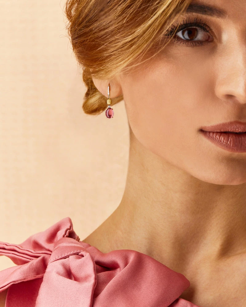 "Tourmalines" Gold, Diamonds And Pink Tourmaline Ball Drop Earrings (small) 4 "Tourmalines" Gold, Diamonds And Pink Tourmaline Ball Drop Earrings (small) - Image 2