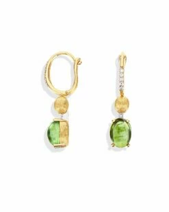 "Tourmalines" Gold, Diamonds And Green Tourmaline Ball Drop Earrings (small) -Nanis Sales OS9 598 ST F2
