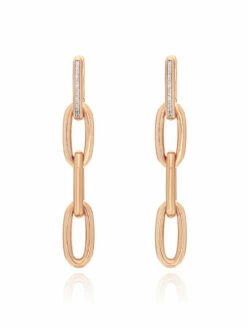 SUNSET "Libera Soul" Rose Gold And Diamonds Chain Earrings