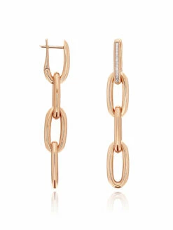 SUNSET "Libera Soul" Rose Gold And Diamonds Chain Earrings -Nanis Sales PI2 602 ROSE 2