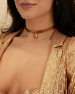 "Petra" Gold, Diamonds And Orange Aventurine Pendant (MEDIUM) -Nanis Sales PS11 603 IND