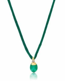 "Amazonia" Gold, Diamonds And Green Aventurine Pendant (SMALL)