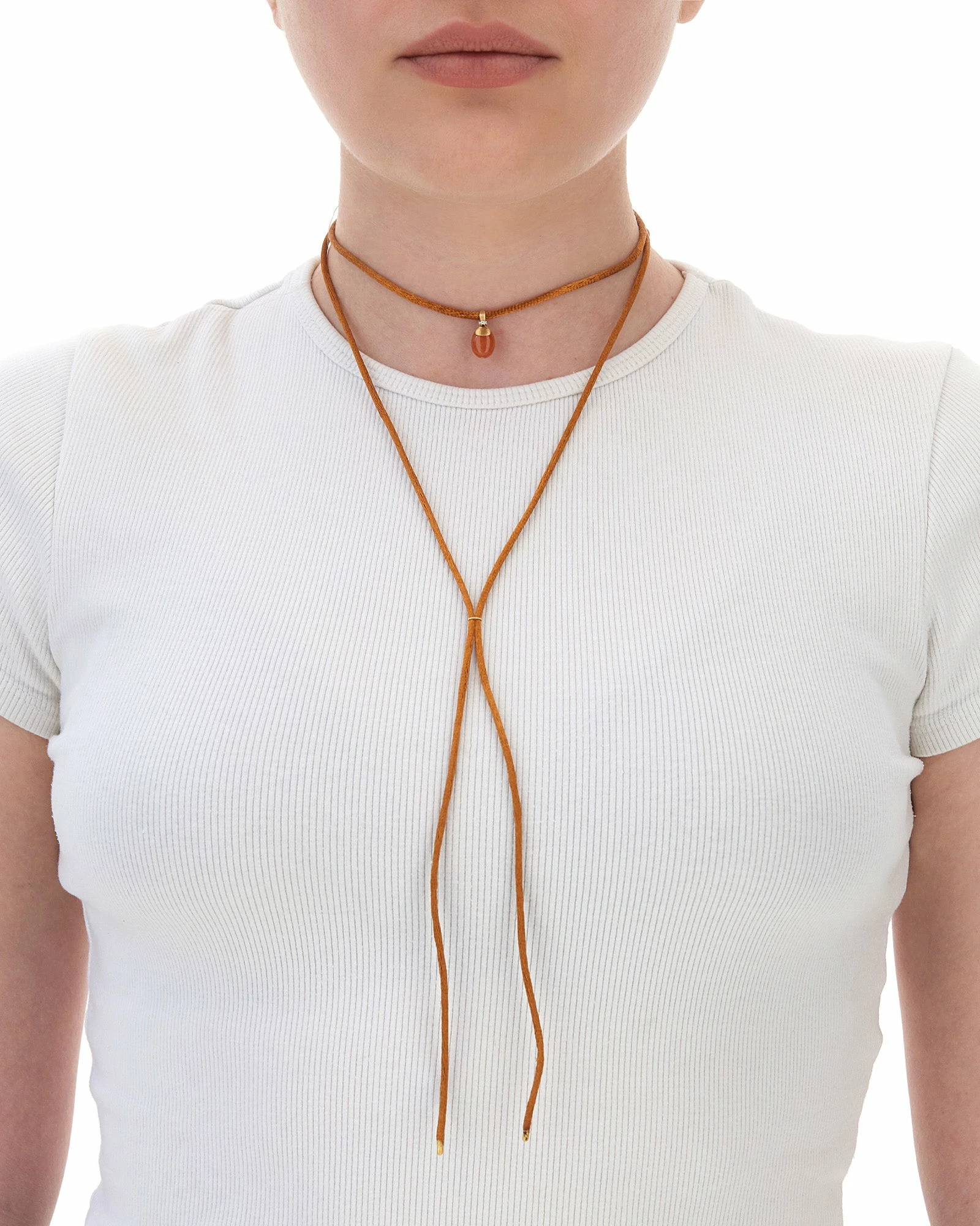 "Petra" Gold, Diamonds And Orange Aventurine Pendant (SMALL) 7 "Petra" Gold, Diamonds And Orange Aventurine Pendant (SMALL) - Image 5