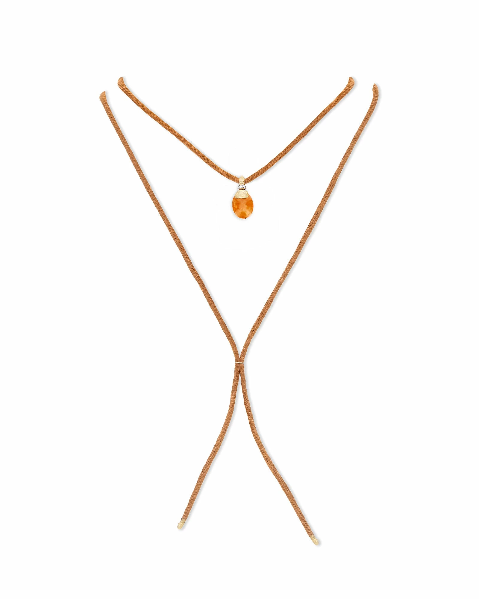 "Petra" Gold, Diamonds And Orange Aventurine Pendant (SMALL) 8 "Petra" Gold, Diamonds And Orange Aventurine Pendant (SMALL) - Image 6