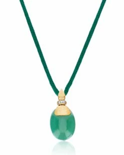 "Amazonia" Gold, Diamonds And Green Aventurine Pendant (LARGE)