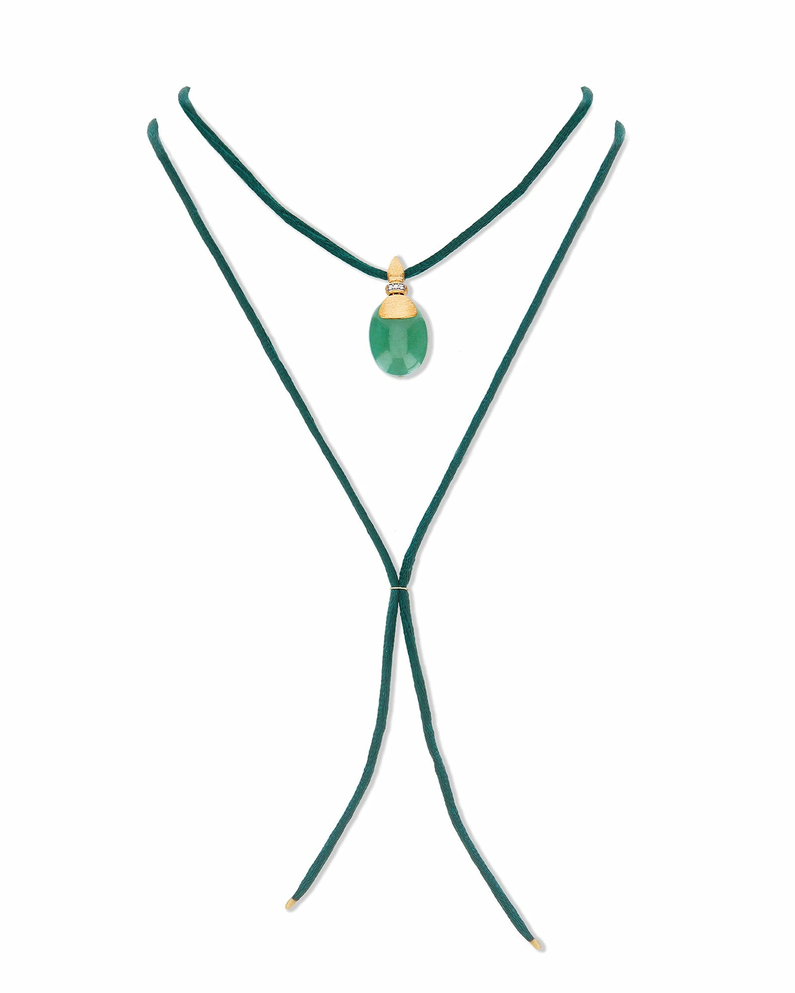 "Amazonia" Gold, Diamonds And Green Aventurine Pendant (LARGE) 8 "Amazonia" Gold, Diamonds And Green Aventurine Pendant (LARGE) - Image 6