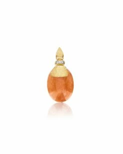 "Petra" Gold, Diamonds And Orange Aventurine Pendant (LARGE) -Nanis Sales PS4 603 S