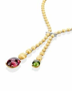 "Tourmalines" Gold And Diamonds, Pink And Green Tourmalines Necklace (long) -Nanis Sales SPC95 ST D1