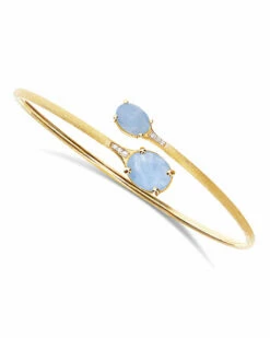 "Ipanema" Gold, Aquamarine And Diamonds Handmade Bangle