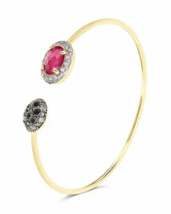 "Reverse" Gold, Ruby And Diamonds Bangle