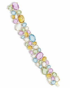 "Ipanema" Gold, Amethyst, Blue Topaz, Quartz And Diamonds Cuff -Nanis Sales 998