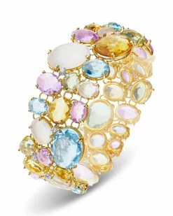 "Ipanema" Gold, Amethyst, Blue Topaz, Quartz And Diamonds Cuff