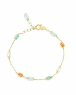 "Rainbow" Gold And Natural Stones Bracelet
