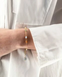 "Rainbow" Gold And Natural Stones Bracelet -Nanis Sales BN1 603 02