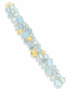 "ipanema" Gold, Aquamarine And Diamonds Cuff Bracelet -Nanis Sales BS2 577 ST F1