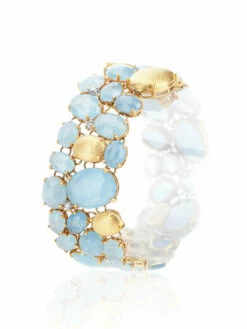 "ipanema" Gold, Aquamarine And Diamonds Cuff Bracelet