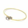 "Ipanema" Grey Rutilated Quartz, Diamonds And 18kt Gold Handmade Bangle