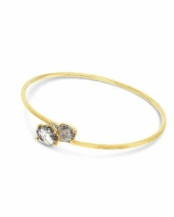 "Ipanema" Grey Rutilated Quartz, Diamonds And 18kt Gold Handmade Bangle