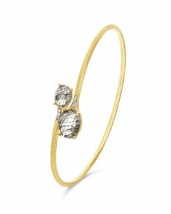 "Ipanema" Grey Rutilated Quartz, Diamonds And 18kt Gold Handmade Bangle -Nanis Sales BS2 596 ST F 3