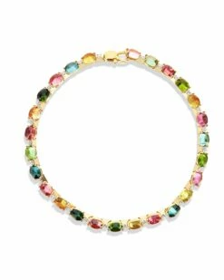 "Tourmalines" Gold, Diamonds And Tourmaline Colorful Tennis Bracelet