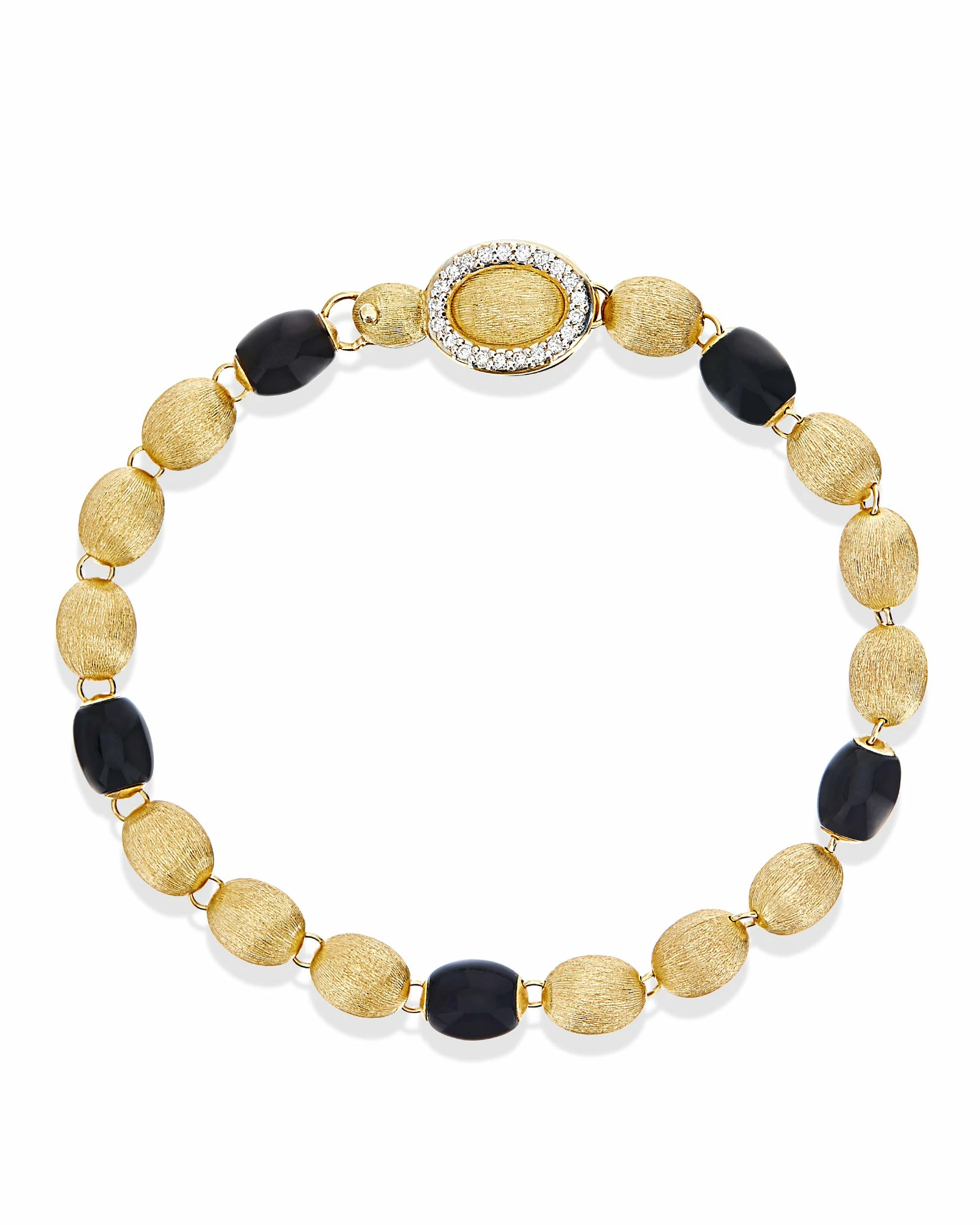 "IVY" Gold Bracelet With Black Onyx Boules And Diamonds 3 "IVY" Gold Bracelet With Black Onyx Boules And Diamonds